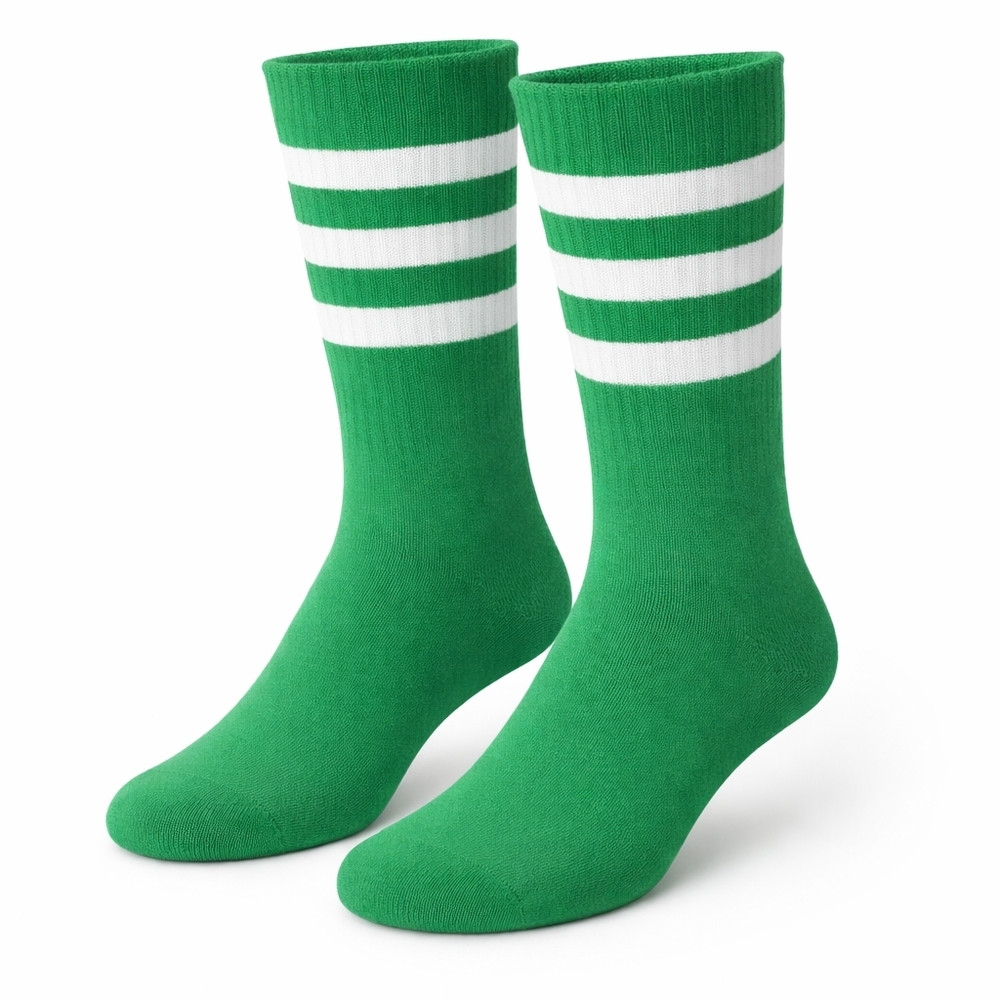 Hobby Lobby Green Socks with White Stripes